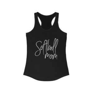 black softball mom tank top