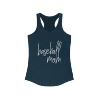 navy blue baseball mom tanktop