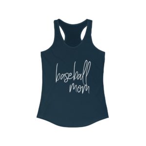 navy blue baseball mom tanktop