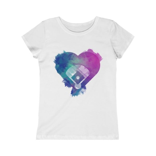 Baseball Love shirt with purple blue and green watercolor brush strokes